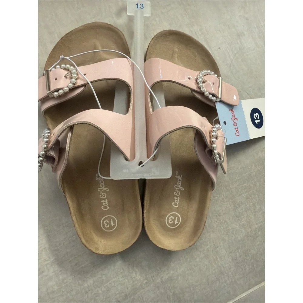 Cat & Jack Girls' Drew Slip-On Footbed Sandals Pink Size 13